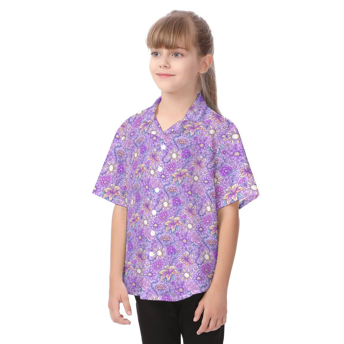 Fairytale Florals – Radiant Sunlight - Kid's Hawaiian Button Up Shirt