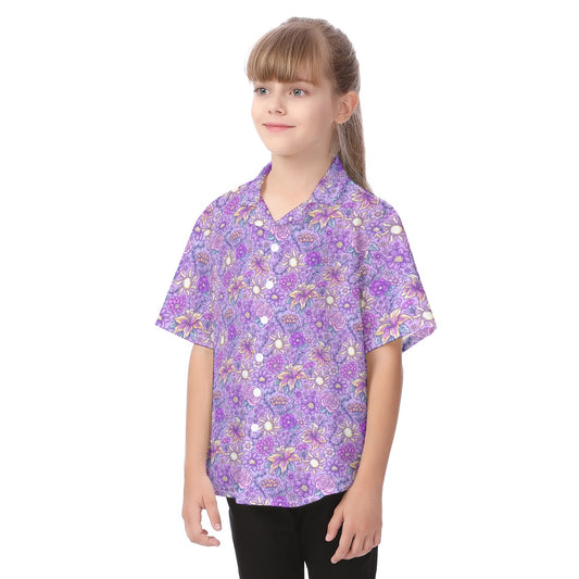 Fairytale Florals – Radiant Sunlight - Kid's Hawaiian Button Up Shirt