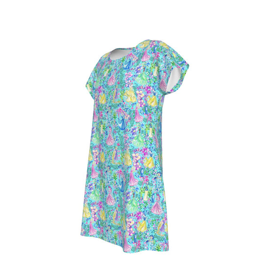 Bright Tropical Princess - Royal Garden Mashup - Women's T-Shirt Dress