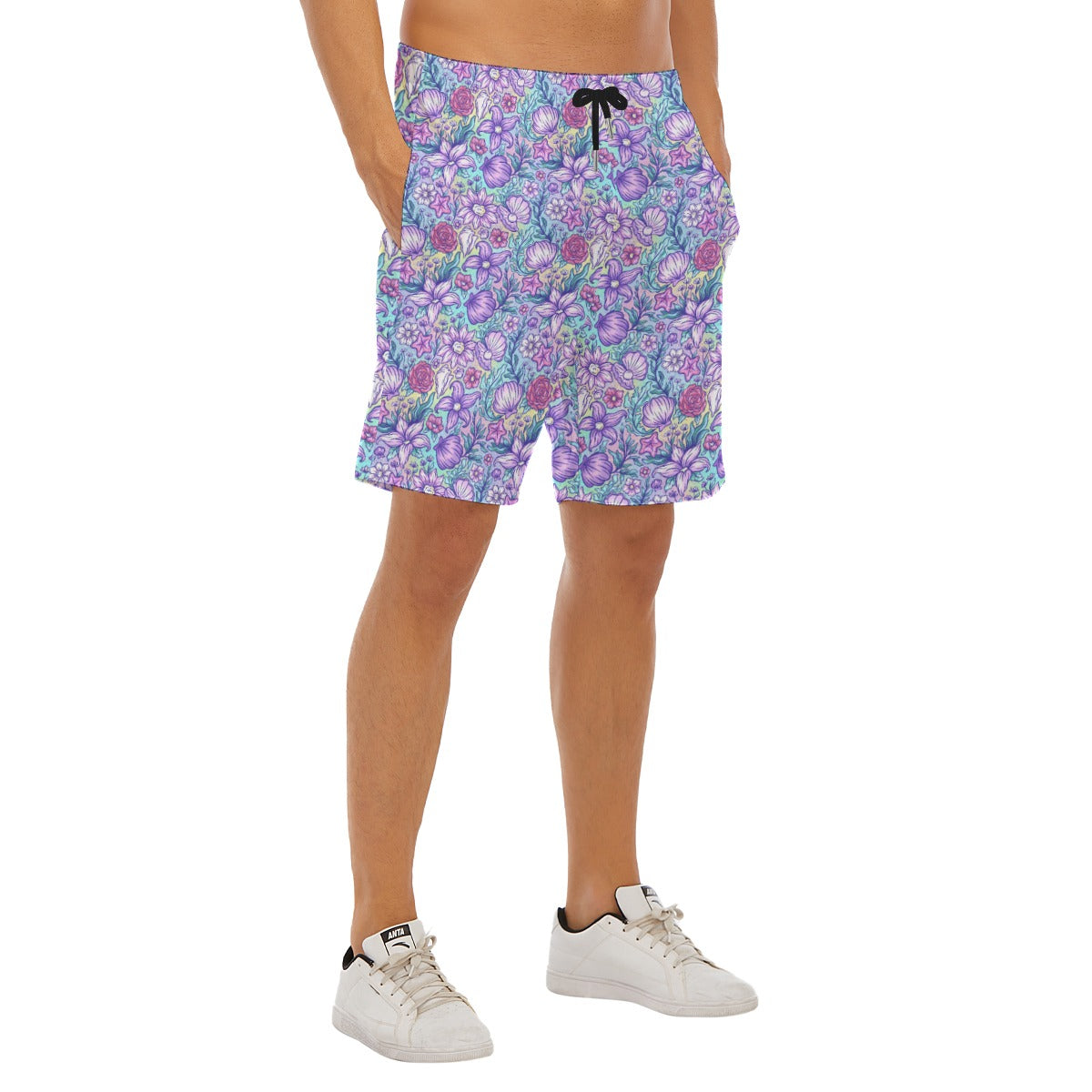 Fairytale Florals – Mermaid Princess - Men’s Pocket Beach Shorts