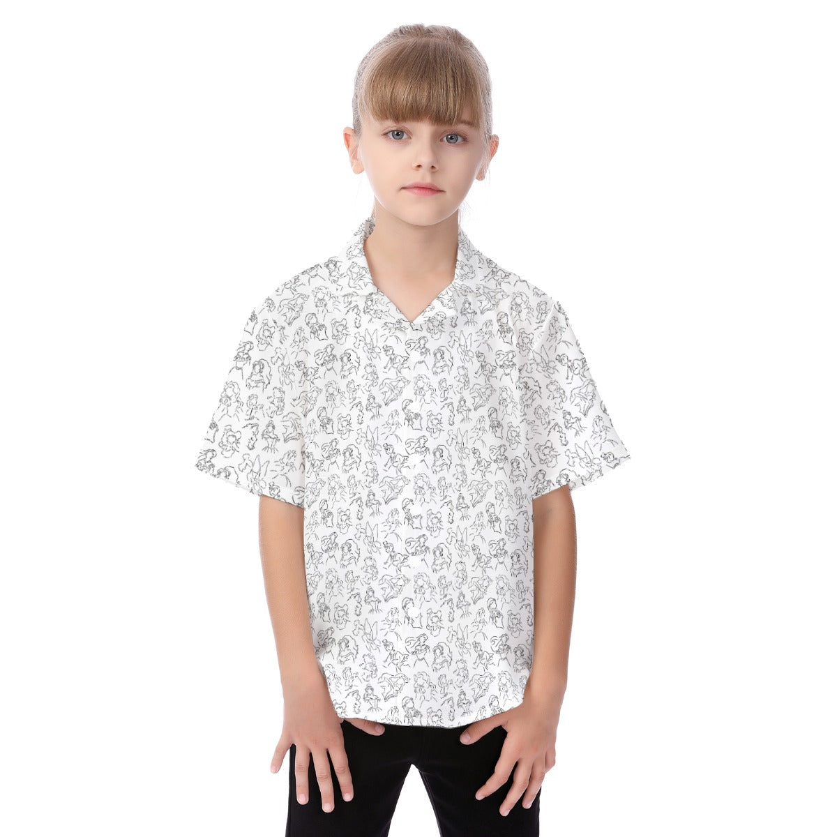 Monochrome Royal Silhouettes - Kid's Hawaiian Button Up Shirt