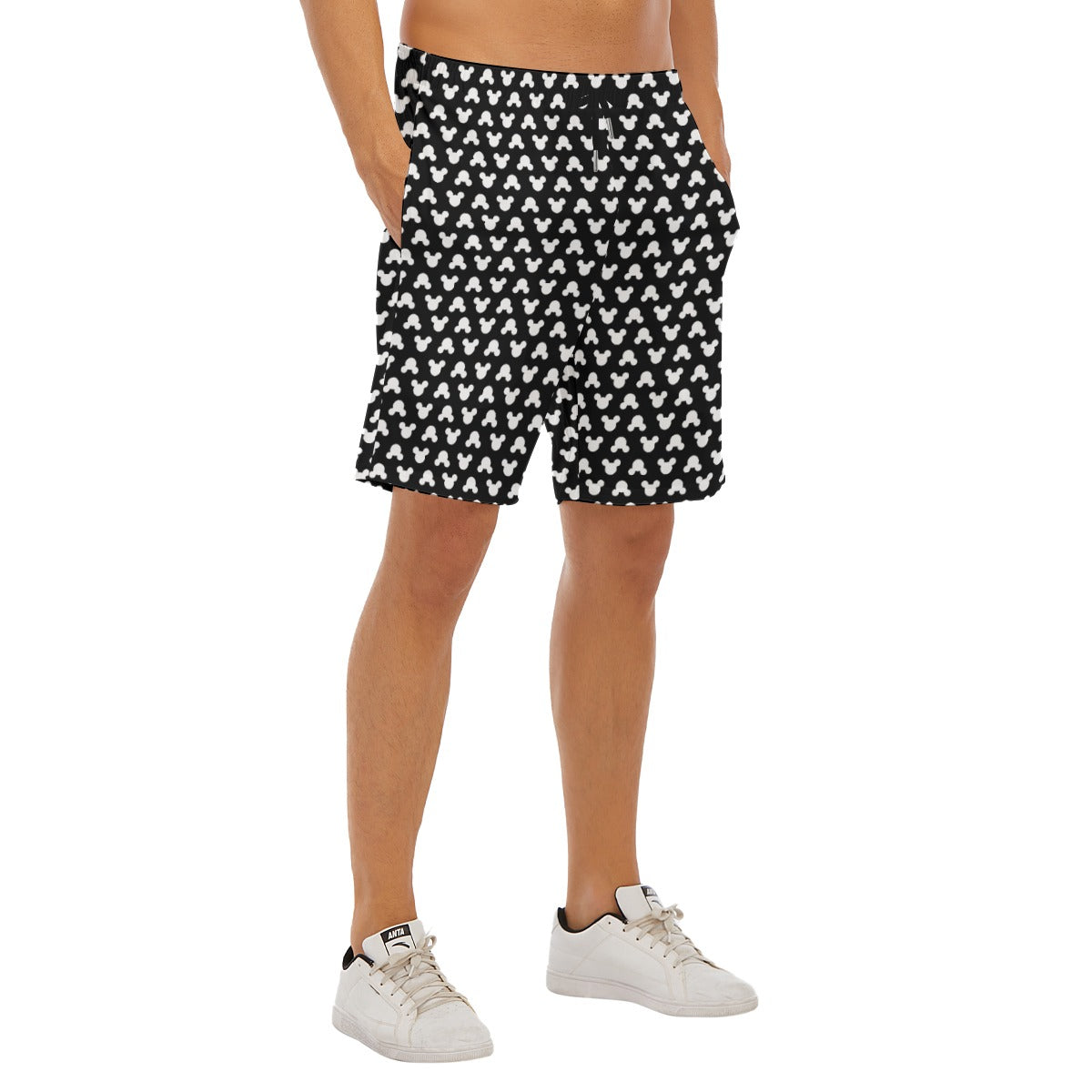 Mouse Ears Polka Dots Black - Men’s Pocket Beach Shorts