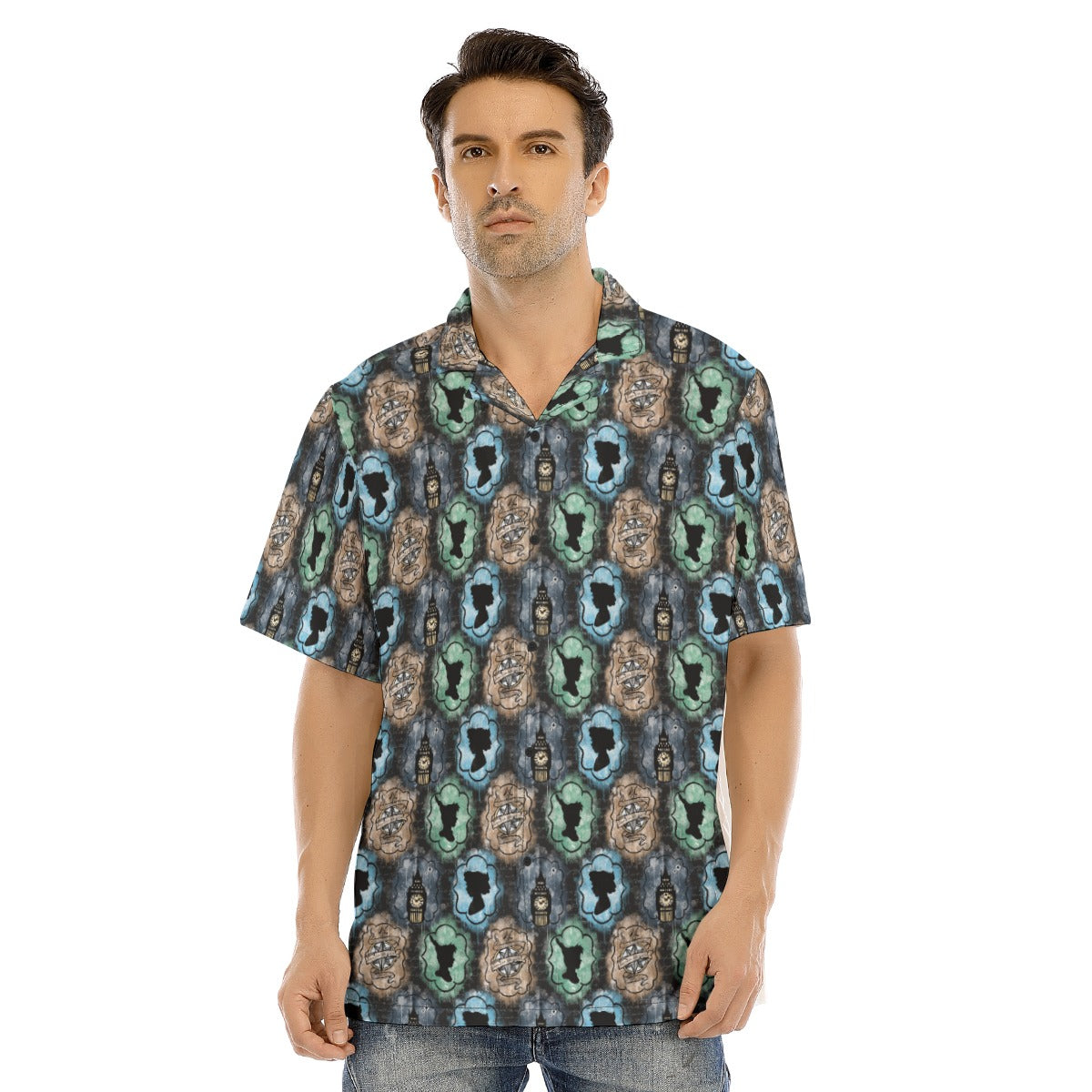 Starry Flight Silhouettesttes - Men's Hawaiian Button Up Shirt