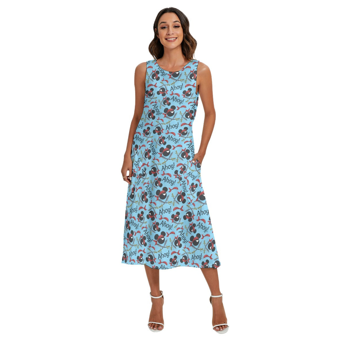 Pirate Mouse Ahoy! - Women’s Diagonal Pocket Midi Dress