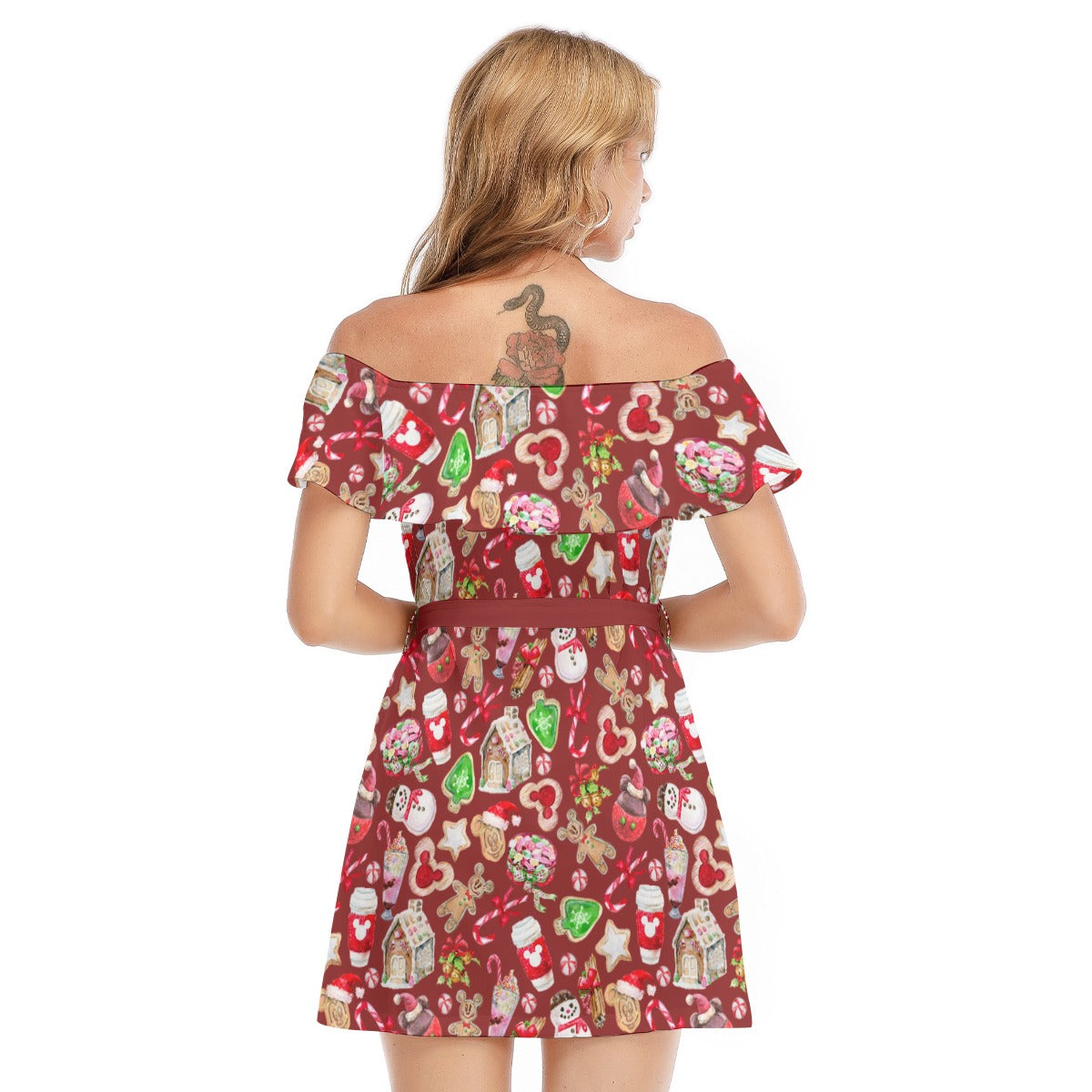Christmas Snack Goals - Women's Off-shoulder Ruffle Dress