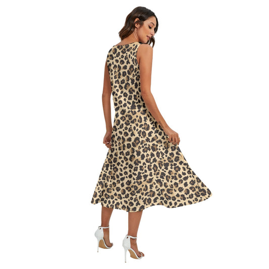 Animal Print - Cheetah - Women’s Diagonal Pocket Midi Dress