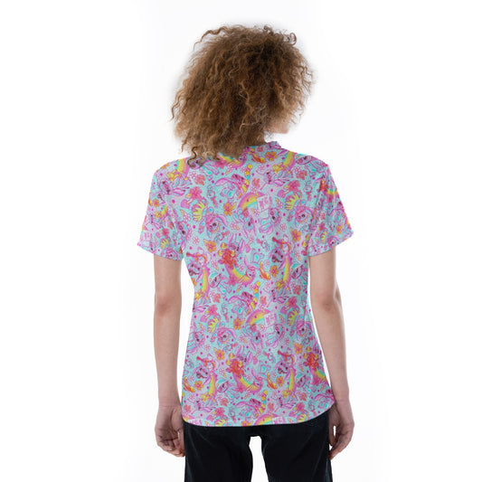 Neon Rainbow Mischief - Women's Short Sleeve V-Neck T-Shirt