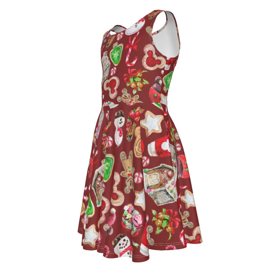 Christmas Snack Goals- Kid's Sleeveless Skater Dress