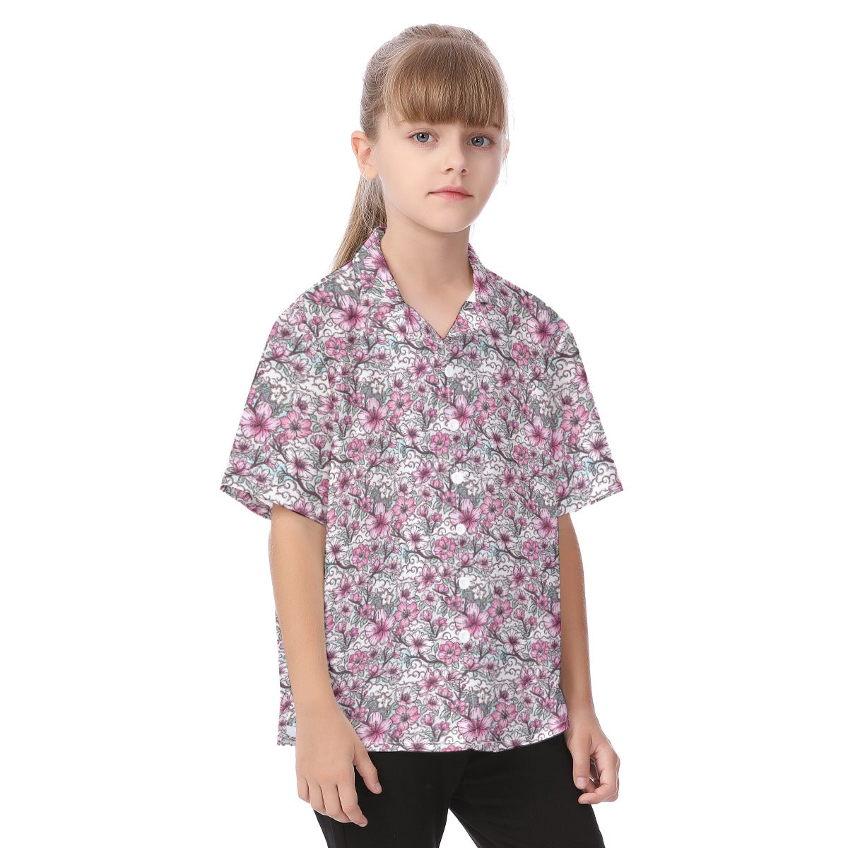 Fairytale Florals – Blossoms of Honor - Kid's Hawaiian Button Up Shirt