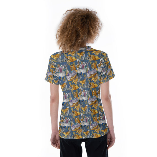 Puppy Love Sketchched - Women's Short Sleeve V-Neck T-Shirt