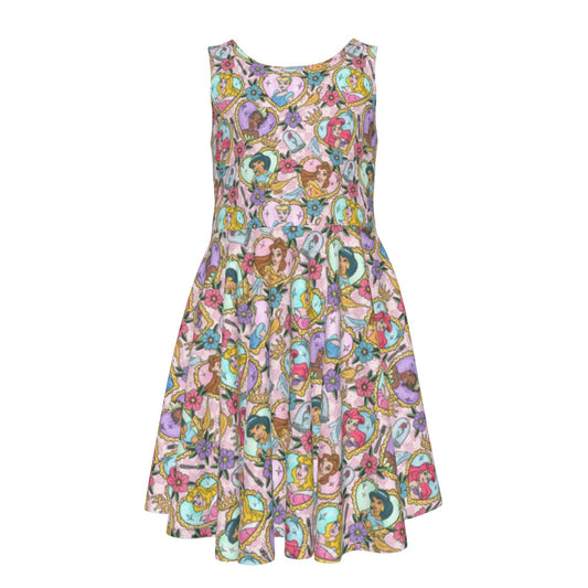 Tattoo Hearts Royal Icons - Kid's Sleeveless Skater Dress