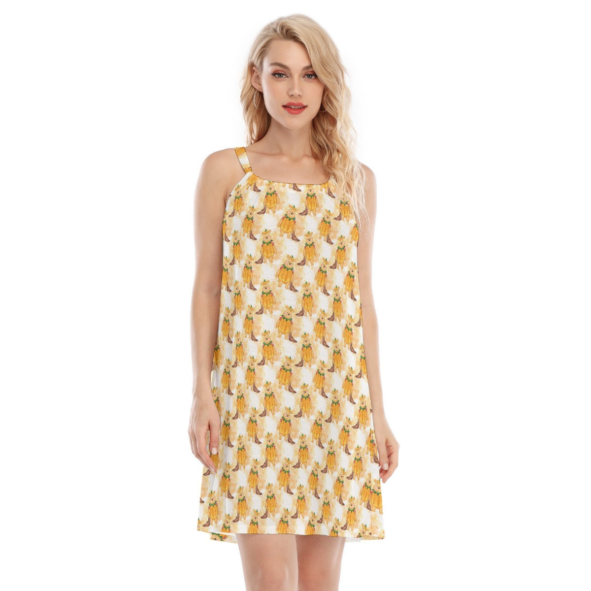 Pumpkin Bear Mischief - Women’s Adjustable Sundress