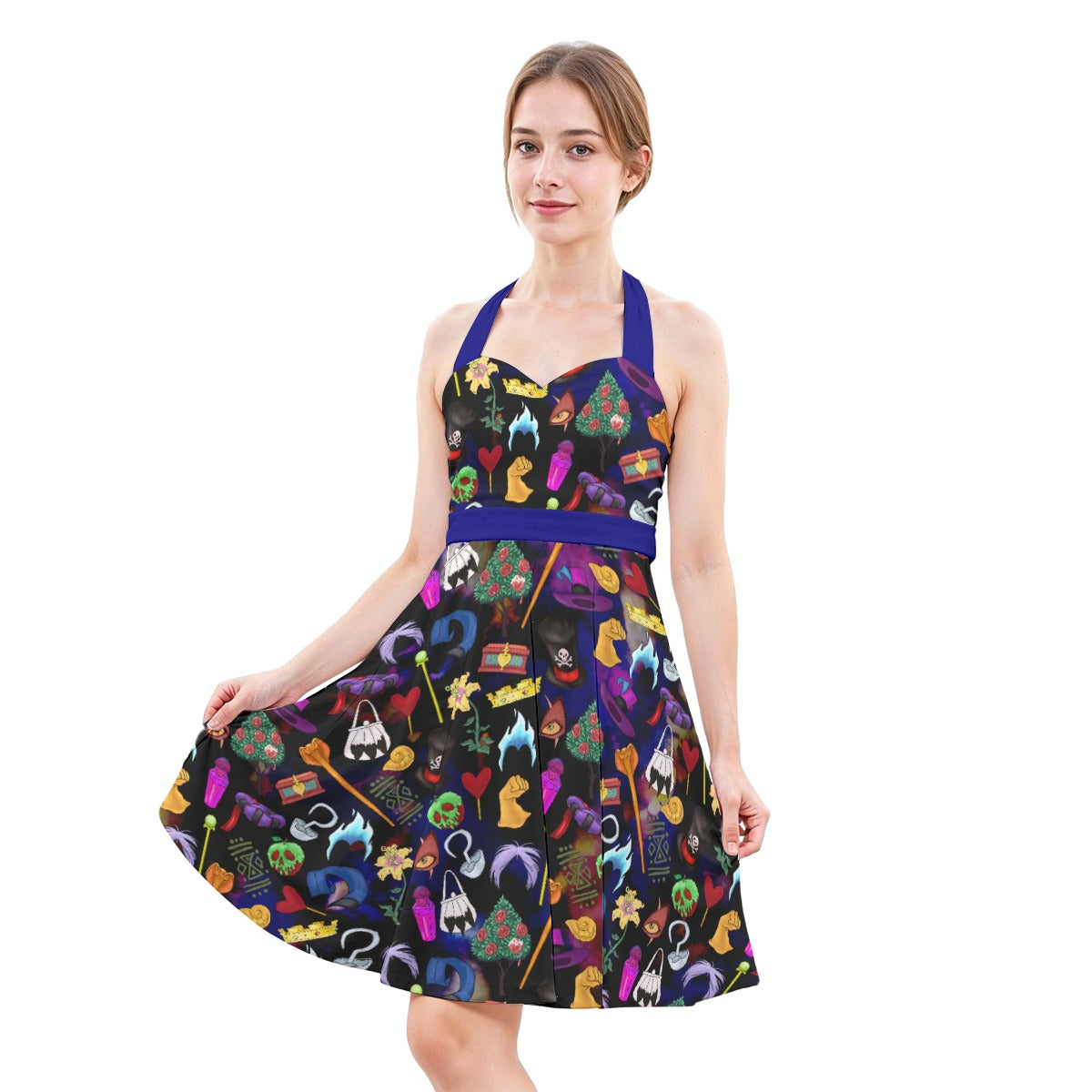 Villainous Icons Collage - Women's Halter Vintage Pocket Dress