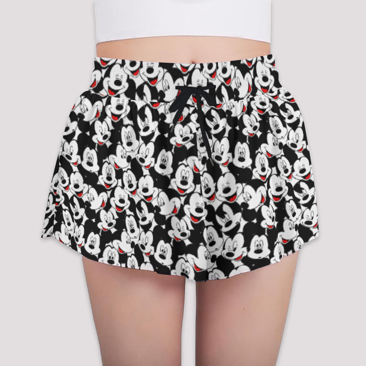 Many Faces of Classic Mouse - Girls’ Flowy Pocket Shorts