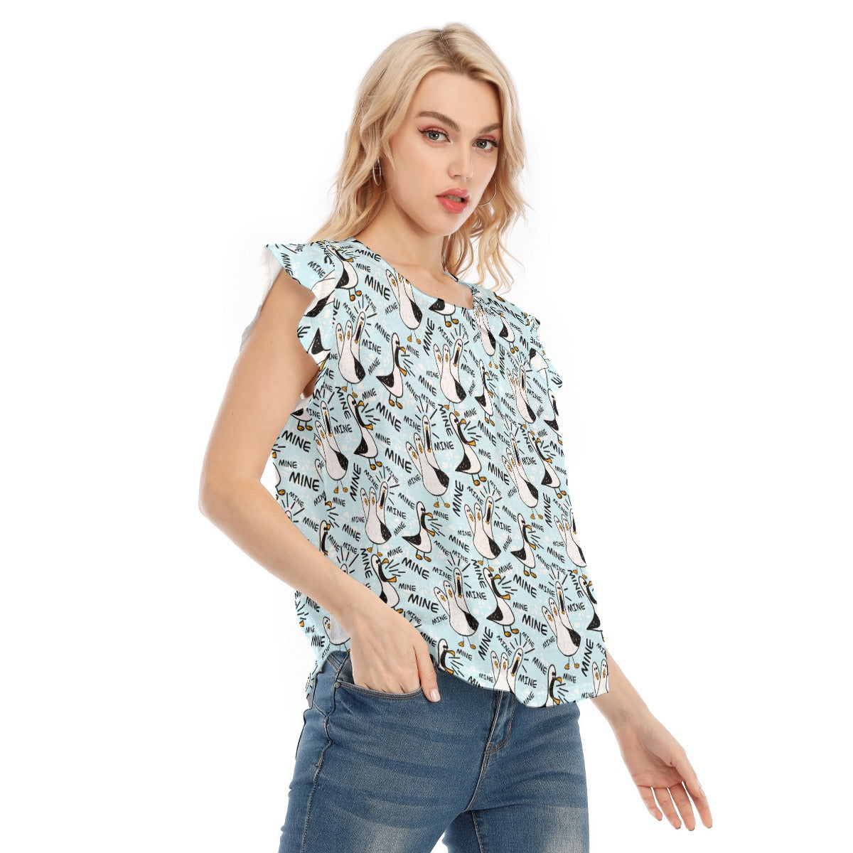 Mine Mine Mine Seagulls - Women’s Flutter Sleeve Top