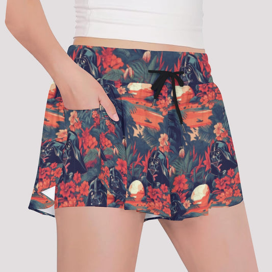 Tropical Dark Side Escape - Girls’ Flowy Pocket Shorts