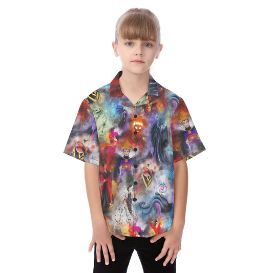 Watercolor Wicked Villains - Kid's Hawaiian Button Up Shirt