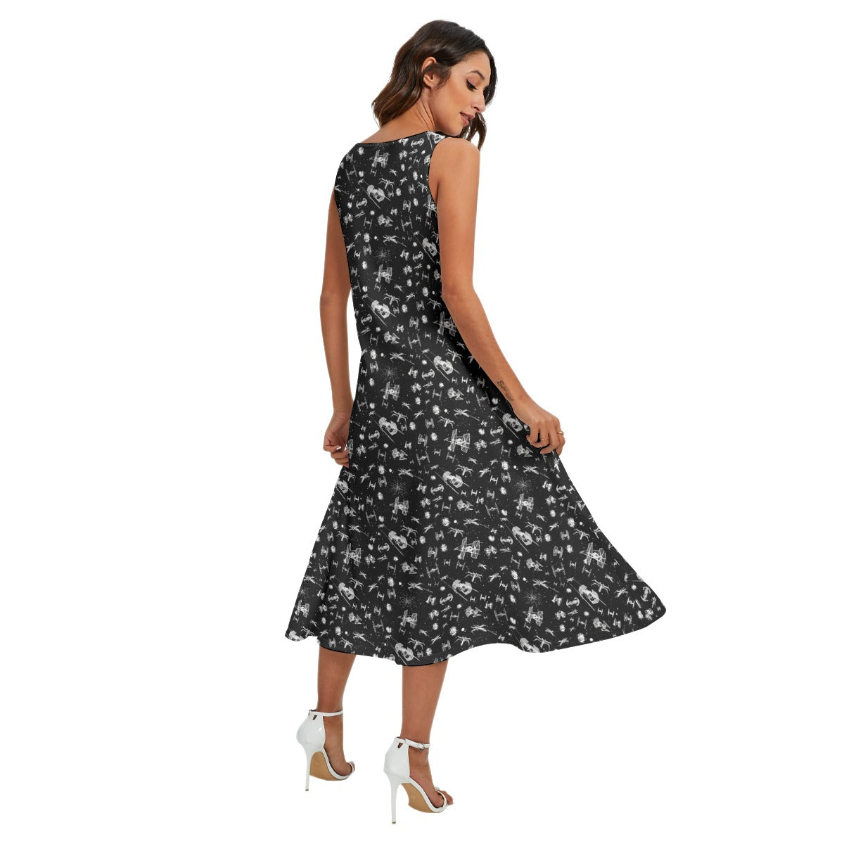 Epic Space Battle Ships - Women’s Diagonal Pocket Midi Dress