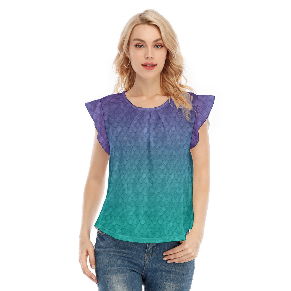 Dreamy Mermaid Scales - Women’s Flutter Sleeve Top