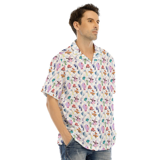 Blue Check Emotional Spectrum - Men's Hawaiian Button Up Shirt