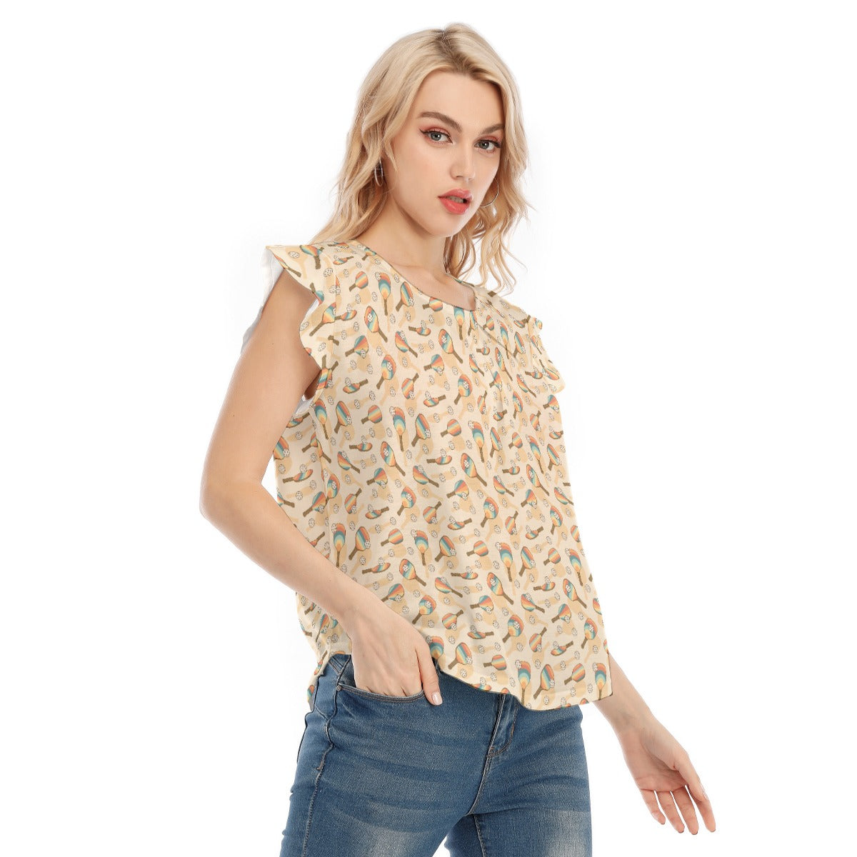 Retro Pickleball Volley - Women’s Flutter Sleeve Top