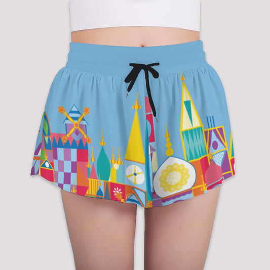 Whimsical World Facade - Girls’ Flowy Pocket Shorts