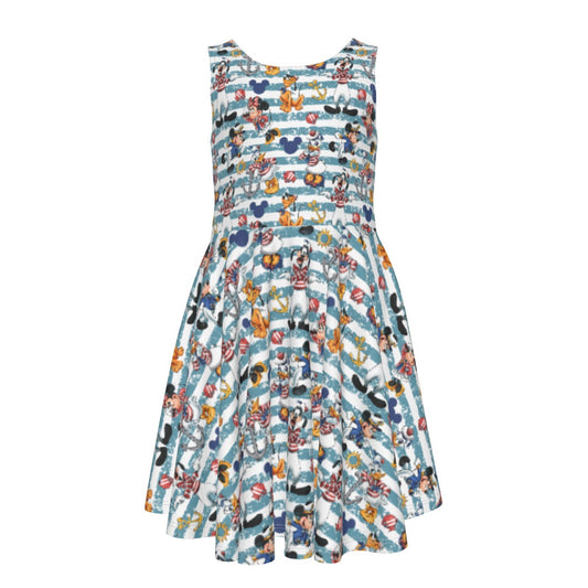 Cruise Crew on Deckends - Kid's Sleeveless Skater Dress