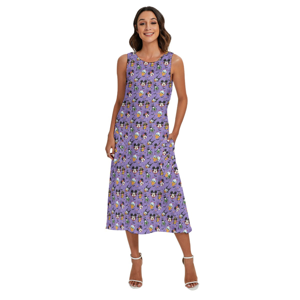 Halloween Friends in Costume - Women’s Diagonal Pocket Midi Dress