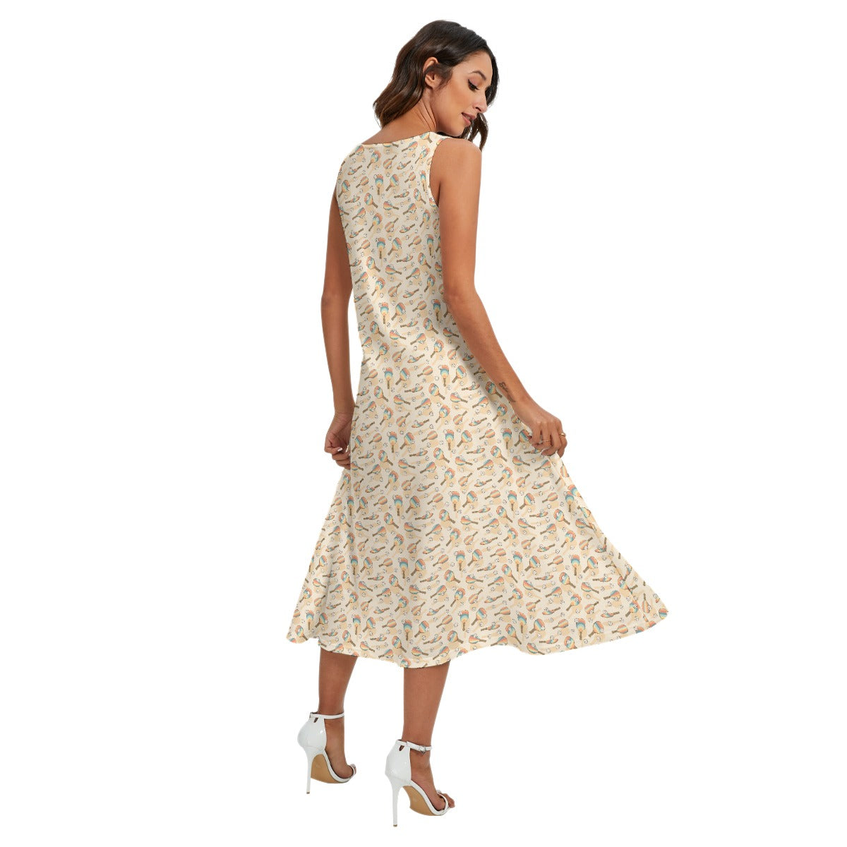Retro Pickleball Volley - Women’s Diagonal Pocket Midi Dress