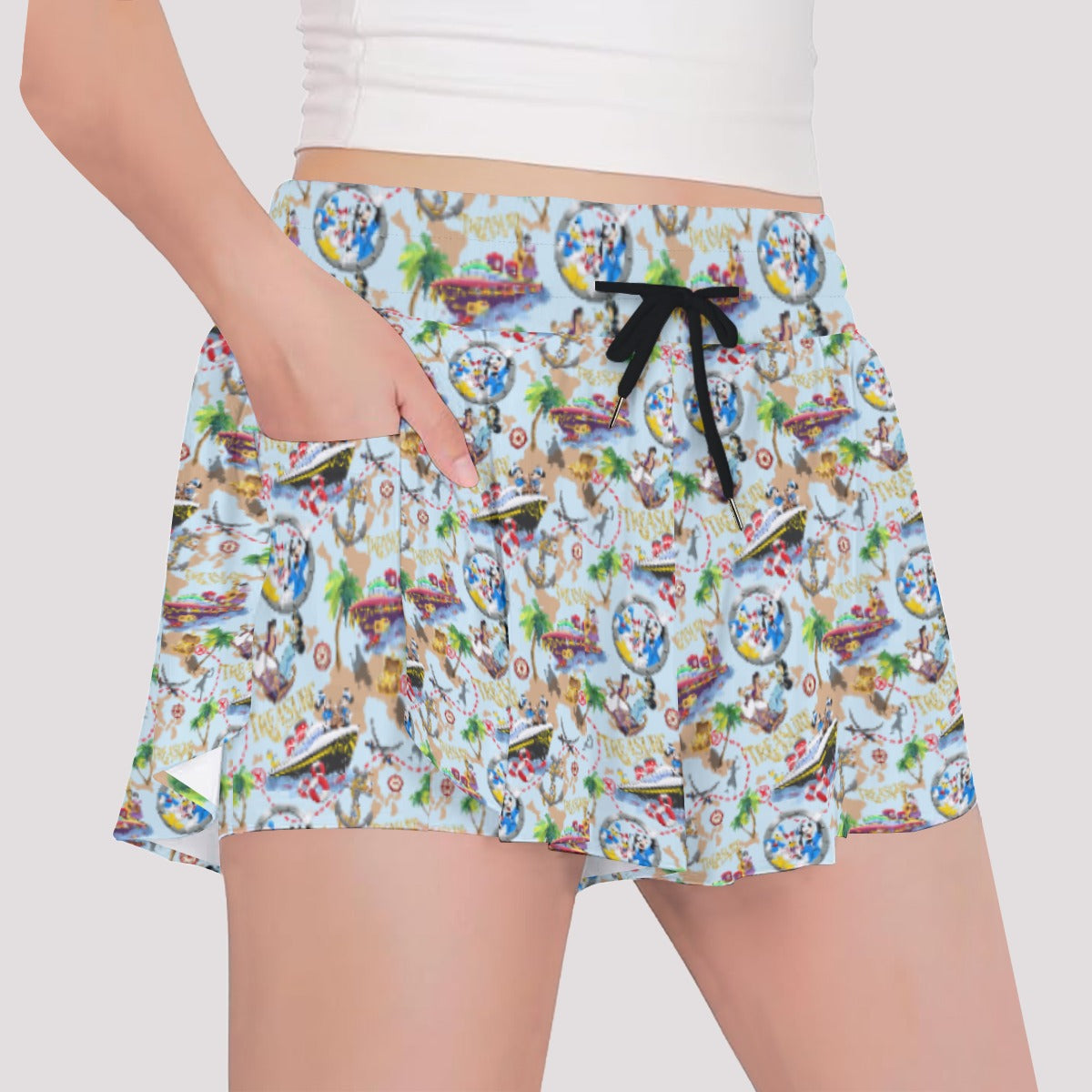 Treasure Voyage Cruise - Girls’ Flowy Pocket Shorts
