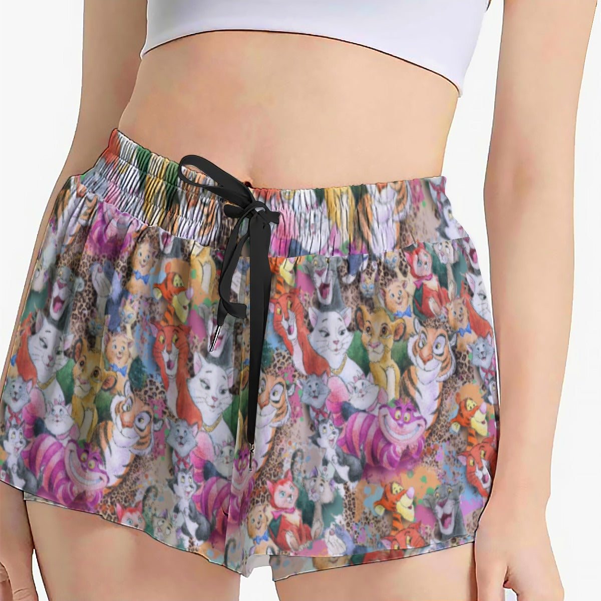 Whimsical Storybook Cats - Women's Flowy Pocket Shorts