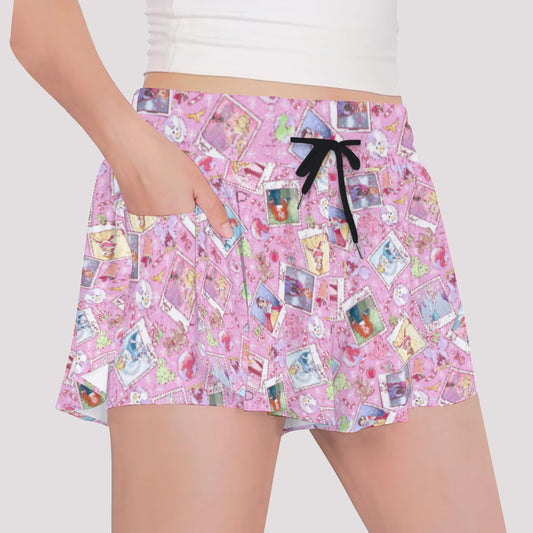 Holiday Winter Princess Christmas Snapshots - Girls’ Flowy Pocket Shorts