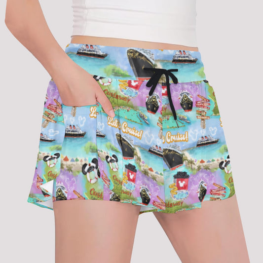 Tropical Castaway Island - Girls’ Flowy Pocket Shorts