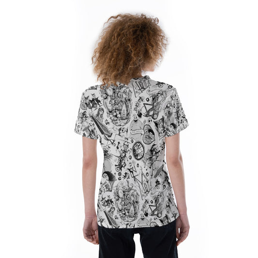 Nightmare Halloween Sketches - Women's Short Sleeve V-Neck T-Shirt