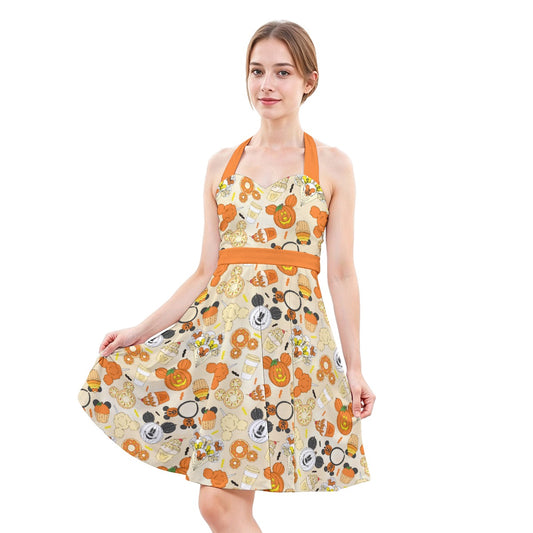 Halloween Snack Treats - Women's Halter Vintage Pocket Dress