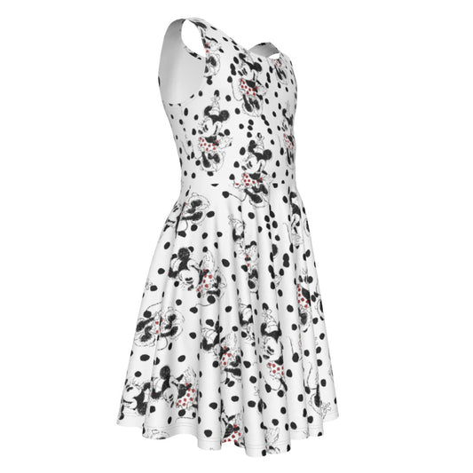 Sketch of Polka Dot Mouse- Kid's Sleeveless Skater Dress