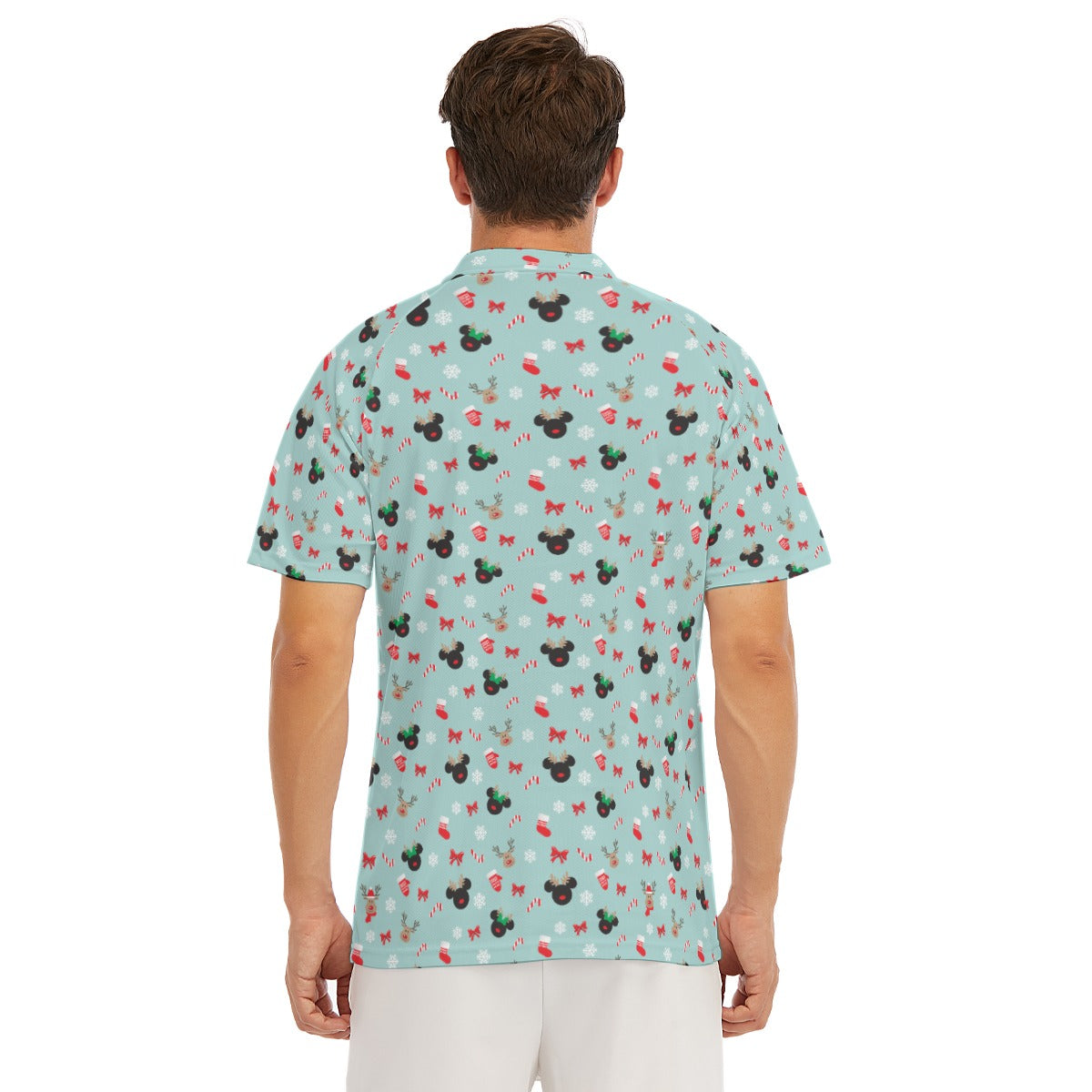 Festive Reindeer Mouse Holiday - Men's Polo Shirt