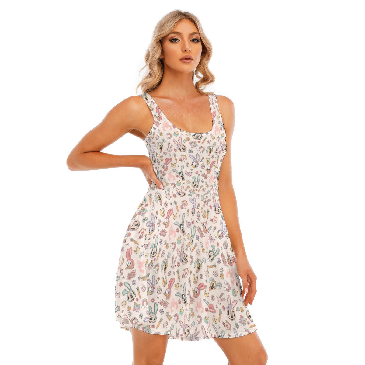 Springtime Friends Celebration - Women's Sleeveless Pocket Skater Dress
