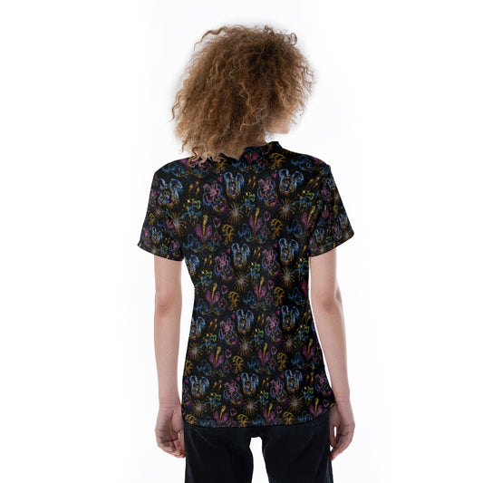 Mouse Friends’ Love in the Sky - Women's Short Sleeve V-Neck T-Shirt