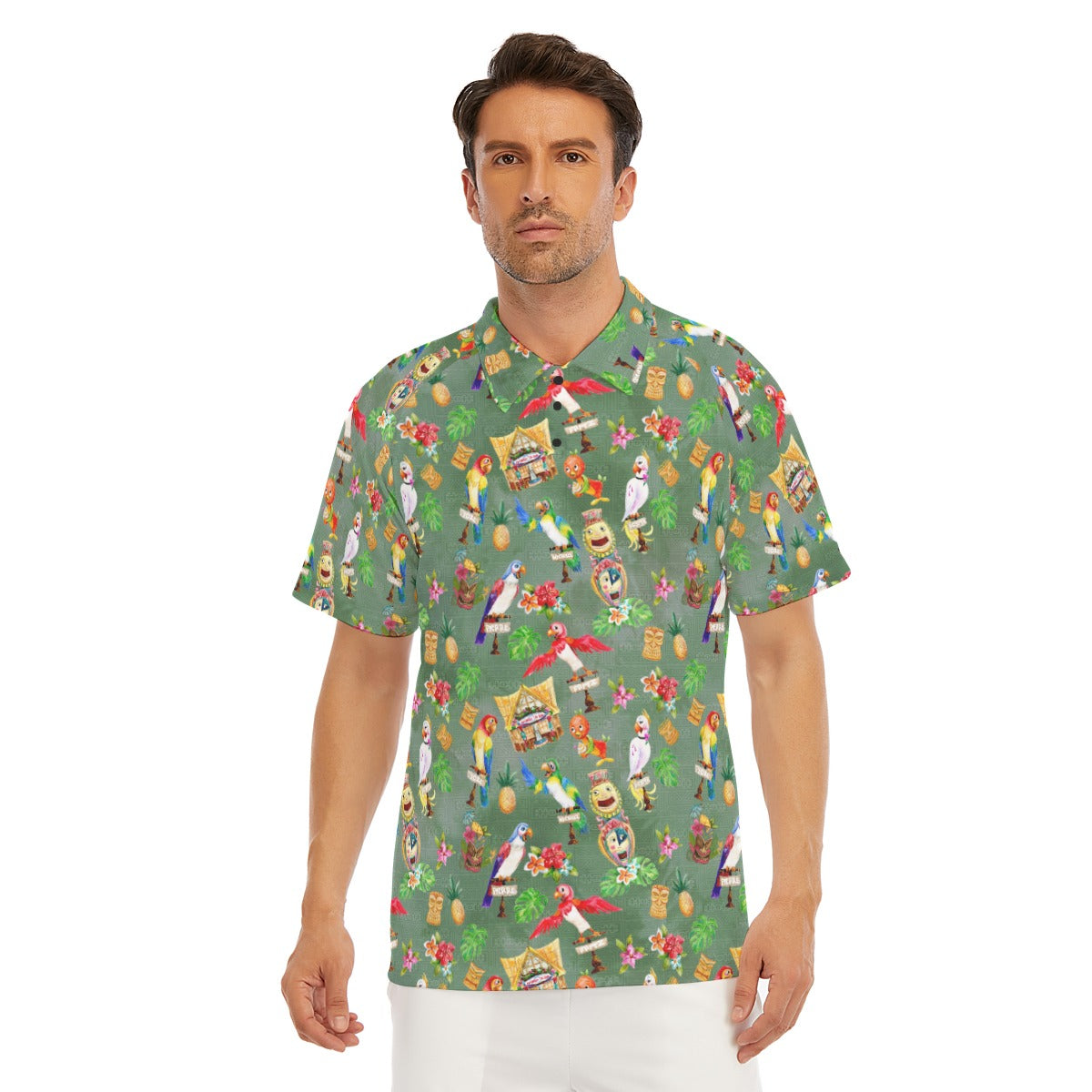 Orange Bird & Tiki Friends - Men's Polo Shirt