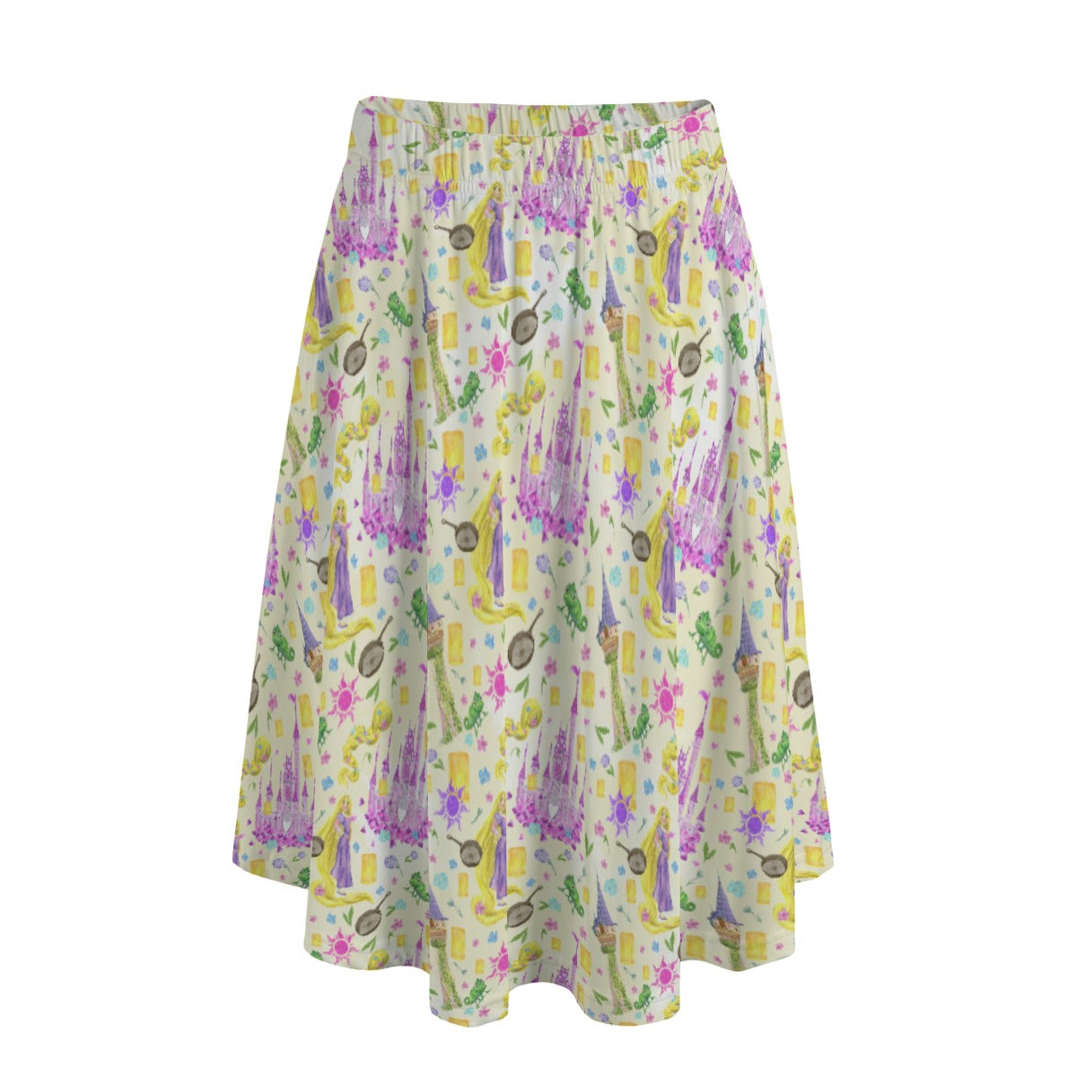 Watercolor Golden Hair Kingdom - Women’s Pocket Midi Skirt