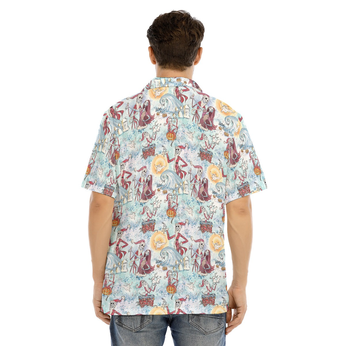 Santa Jack with Sally & Ghost DogZero - Men's Hawaiian Button Up Shirt