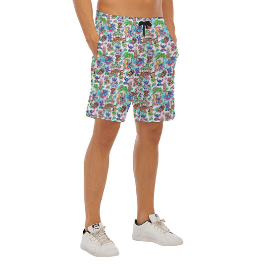 Bright Island Chaos Hand Drawn - Men’s Pocket Beach Shorts