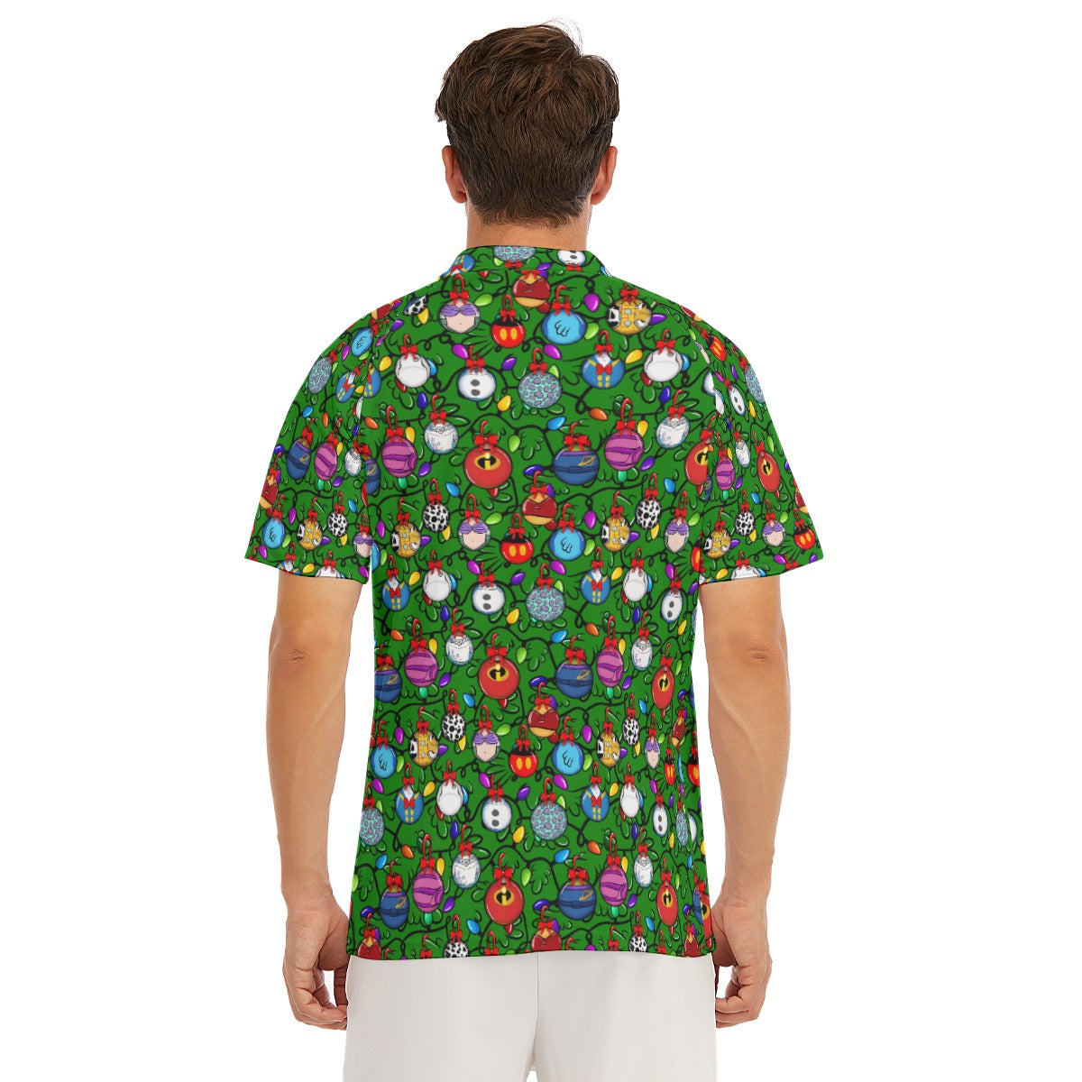 Festive Character Baubles on Green - Men's Polo Shirt