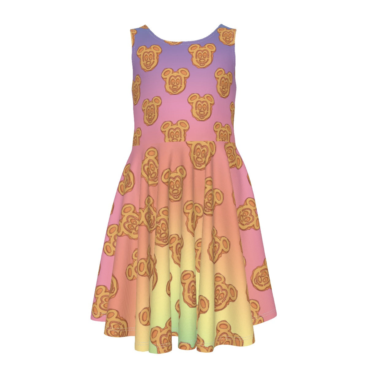 Rainbow Mouse Waffles- Kid's Sleeveless Skater Dress