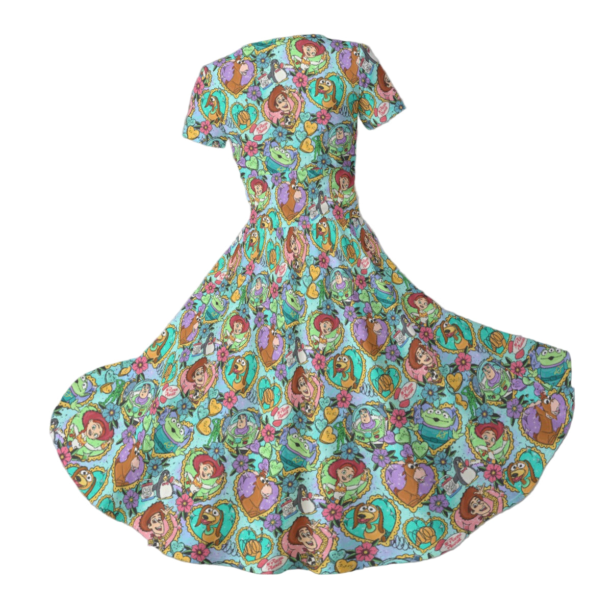 Tattoo Hearts Space Cowboys & Friends - Women's V-Neck Ruched Midi Dress
