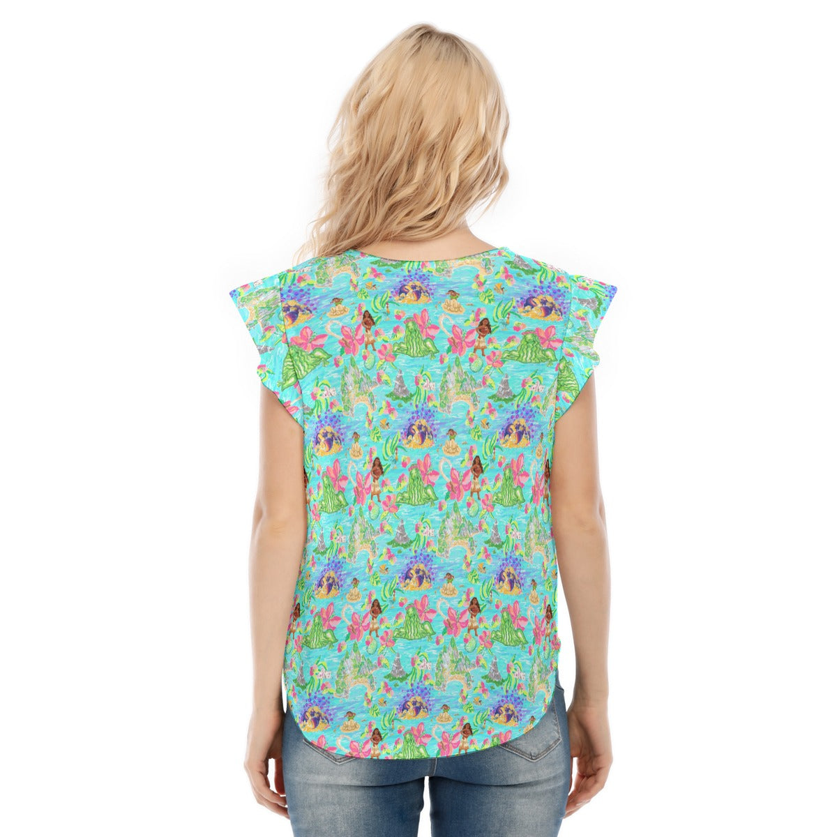 Tropical Island Paradise - Women’s Flutter Sleeve Top