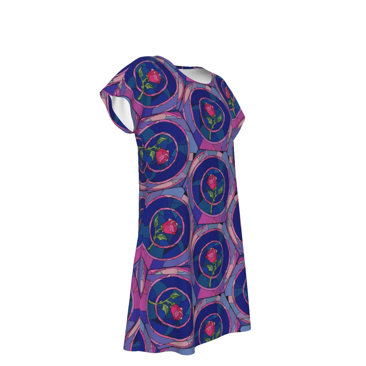 Enchanted Rose Stained Glass - Women's T-Shirt Dress