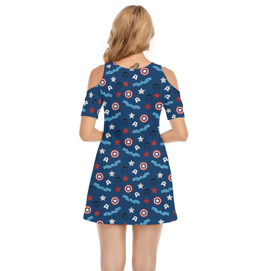 American Superhero - Women's Cold Shoulder Cotton Dress