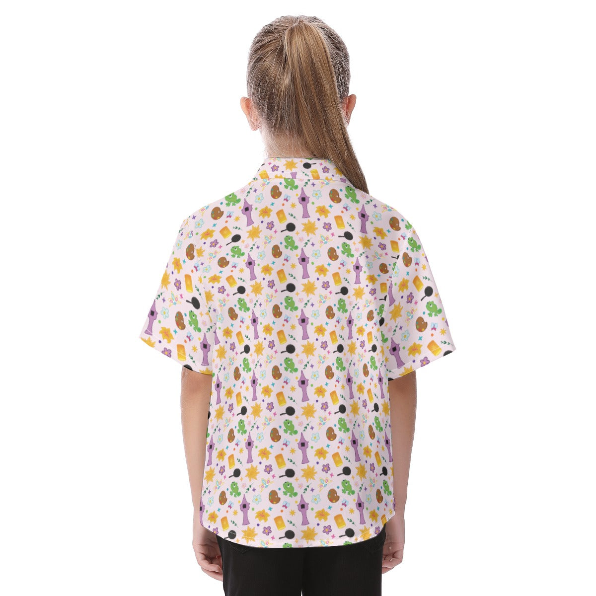 Long Hair Princess Icons - Kid's Hawaiian Button Up Shirt